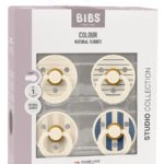 BIBS Набор из 4-х пустышек Studio Colour Latex Ivory Vanilla Mix/Ivory Steel Blue Mix 0-6 месяцев