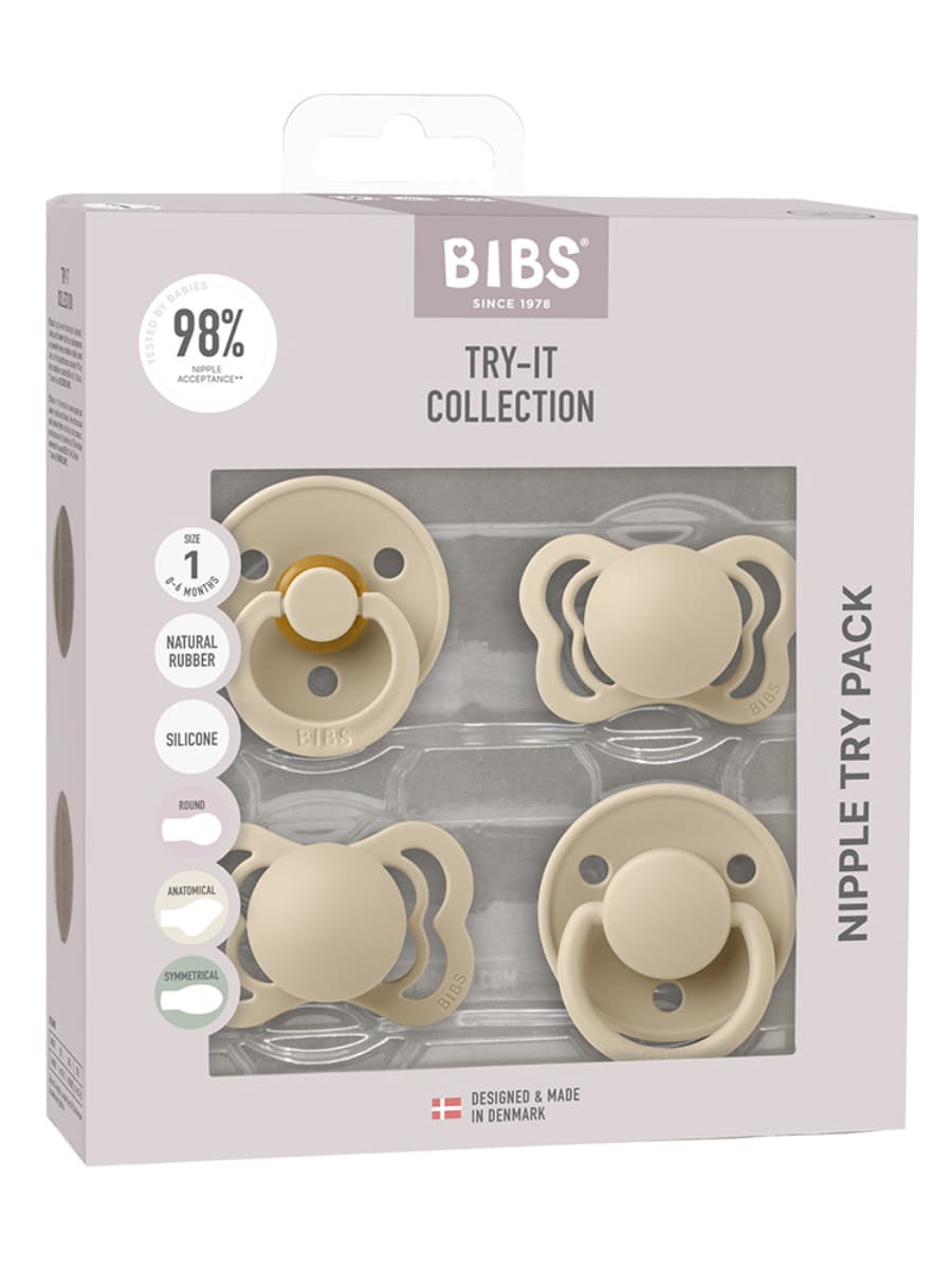 Try-It Collection 4 Pack Vanilla 0-6 BIBS Набор из 4-х пустышек Try-it Vanilla 0-6 месяцев — изображение 1