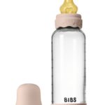 BIBS Стеклянная бутылочка в наборе с латексной соской, средний поток 240мл Boheme/Blush