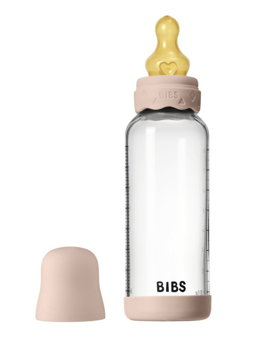 BIBS Стеклянная бутылочка в наборе с латексной соской, средний поток 240мл BohemeBlush BIBS Стеклянная бутылочка в наборе с латексной соской, средний поток 240мл Boheme/Blush — изображение 1