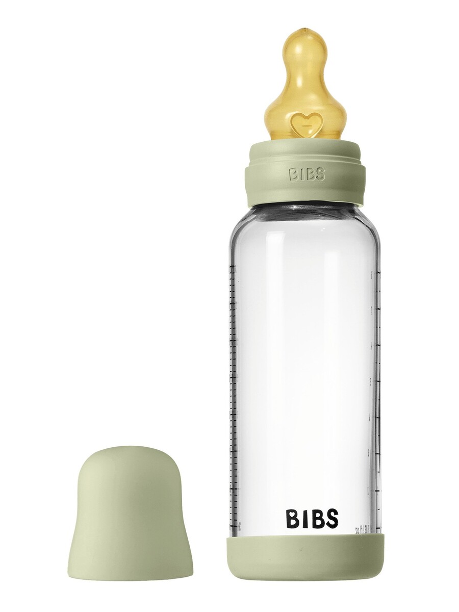 BIBS Стеклянная бутылочка в наборе с латексной соской, средний поток 240мл Sage BIBS Стеклянная бутылочка в наборе с латексной соской, средний поток 240мл Sage — изображение 1