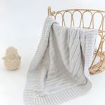 Mimibaby Плед вязаный Косы стальной 105х90см