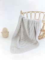 Mimibaby Плед вязаный Косы стальной 105х90см