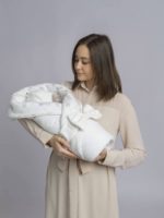 Наследник Выжанова Плед-конверт утепленный с поясом экрю 95х95см — изображение 4