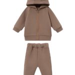 ToucanKids Костюм из футера с начесом (кофта с капюшоном, брюки) капучино