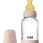 BIBS Стеклянная бутылочка в наборе с латексной соской, медленный поток 120мл Boheme/Blush