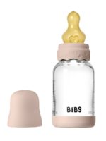 BIBS Стеклянная бутылочка в наборе с латексной соской, медленный поток 120мл Boheme/Blush