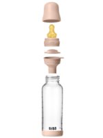 BIBS Стеклянная бутылочка в наборе с латексной соской, средний поток 240мл Blush — изображение 3