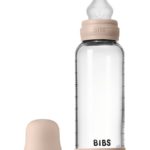 BIBS Стеклянная бутылочка в наборе с силиконовой соской, средний поток 240мл Blush