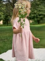 Buba Kids Платье из муслина с карманами пудра — изображение 3