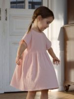Buba Kids Платье из муслина с карманами пудра — изображение 4