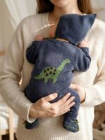 Mimibaby Комплект (комбинезон, шапочка, пинетки) Дино антрацитовый — изображение 2