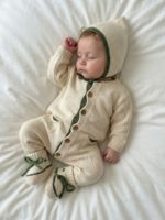 Mimibaby Комплект (комбинезон, шапочка, пинетки) Дино молочный — изображение 4