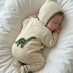 Mimibaby Комплект (комбинезон, шапочка, пинетки) Дино молочный