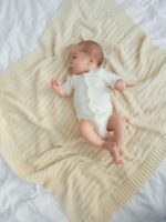 Mimibaby Плед вязаный Косы молочный 105х90см — изображение 4