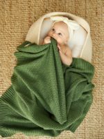 Mimibaby Плед вязаный Райс оливковый 105х90см — изображение 2