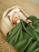 Mimibaby Плед вязаный Райс оливковый 105х90см — изображение 4