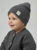 Mimibaby Шапка без отворота из кашкорсе графитовая — изображение 2