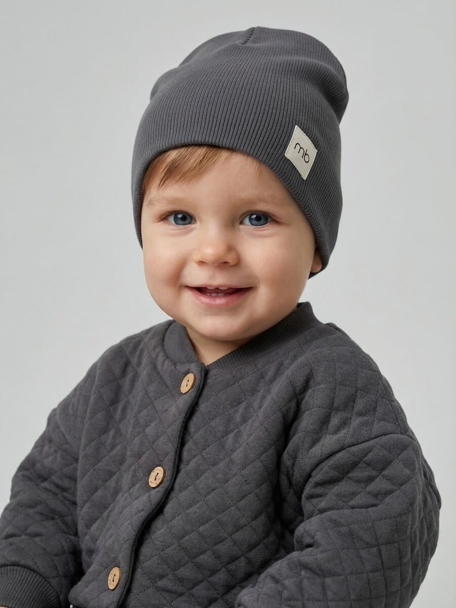 Mimibaby Шапка без отворота из кашкорсе графитовая Mimibaby Шапка без отворота из кашкорсе графитовая — изображение 1