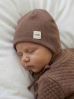 Mimibaby Шапочка на завязках из кашкорсе кофейная — изображение 2