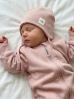 Mimibaby Шапочка на завязках из кашкорсе пудровая — изображение 3
