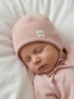 Mimibaby Шапочка на завязках из кашкорсе пудровая — изображение 2