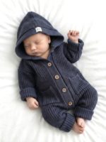 Mimibaby Вязаный комбинезон с капюшоном антрацитовый
