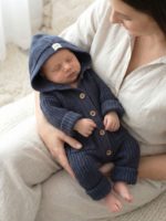 Mimibaby Вязаный комбинезон с капюшоном антрацитовый — изображение 3