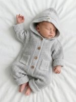 Mimibaby Вязаный комбинезон с капюшоном стальной