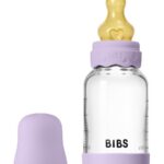 BIBS Стеклянная бутылочка в наборе с латексной соской, медленный поток 120мл Boheme/Violet Sky