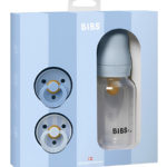 BIBS Набор из 2-х пустышек Studio Colour Latex 0-6 месяцев и бутылочка из полипропилена с латексной соской 150мл Baby Sprinkle Baby Blue