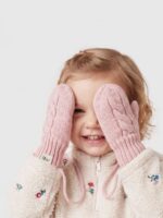 Mimibaby Варежки из шерсти мериноса пудровые — изображение 2
