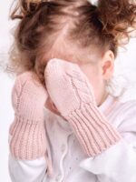 Mimibaby Варежки из шерсти мериноса пудровые