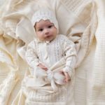Наследник Выжанова Комплект Ажур (комбинезон, шапочка, пинетки, плед, пояс) натуральный