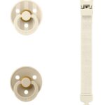 BIBS Подарочный набор пустышек Colour 0-6 месяцев с держателем Loop Clip Ivory
