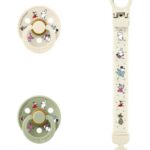 BIBS Подарочный набор пустышек Moomin Colour 6-18 месяцев с держателем Loop Clip Ivory/Sage