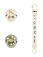 BIBS Подарочный набор пустышек Moomin Colour 6-18 месяцев с держателем Loop Clip Ivory/Sage