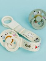 BIBS Подарочный набор пустышек Moomin Colour 6-18 месяцев с держателем Loop Clip Ivory/Sage — изображение 3