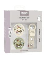 BIBS Подарочный набор пустышек Moomin Colour 6-18 месяцев с держателем Loop Clip Ivory/Sage — изображение 4