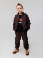 Bodo Костюм из футера с начесом (кофта на молнии, брюки) кофейный — изображение 3