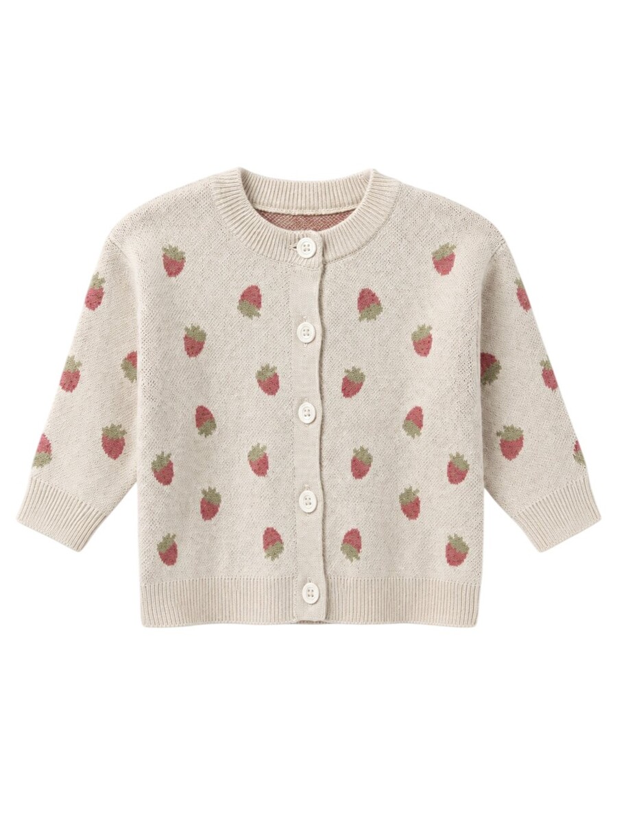 Loomknits Кардиган вязаный с земляничками молочный Loomknits Кардиган вязаный с земляничками молочный — изображение 1