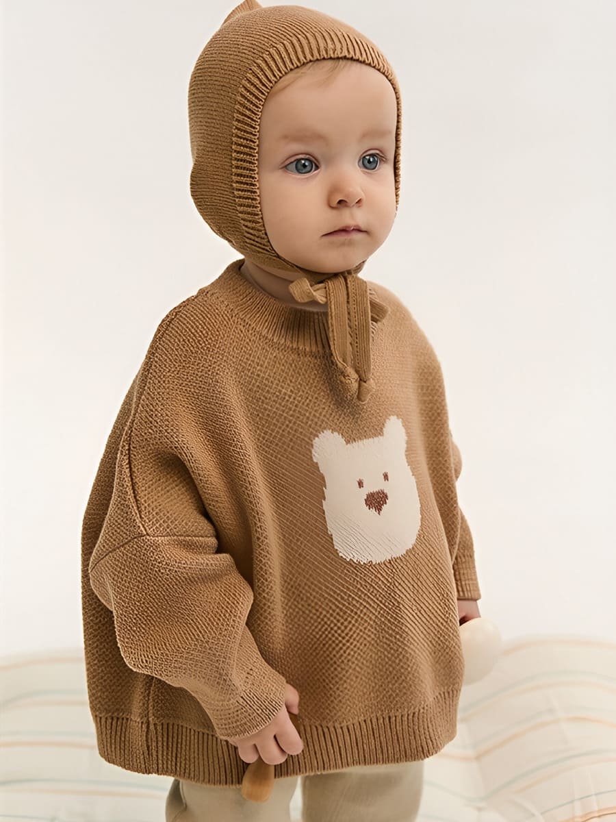 Loomknits Свитер с мишкой бежевый Loomknits Свитер с мишкой бежевый — изображение 1