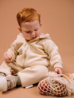 ToucanKids Костюм из футера с начесом (кофта с капюшоном, брюки) сливочный — изображение 3