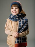 ToucanKids Шарф вязаный клетка теплый беж/синий — изображение 3