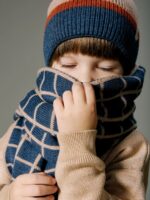 ToucanKids Шарф вязаный клетка теплый беж/синий — изображение 5