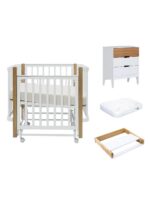 Antemi Комплект мебели с кроваткой Terra Light, комодом Albero Bello, матрасом 100х70см и пеленальным столиком белый/дерево
