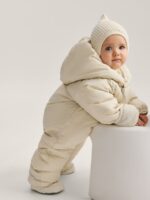 Happy Baby Утепленный демисезонный комбинезон молочный — изображение 3