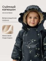 Happy Baby Зимний комбинезон черный/персиковые цветы — изображение 10