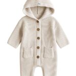 Mimibaby Вязаный комбинезон с капюшоном молочный