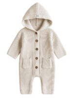 Mimibaby Вязаный комбинезон с капюшоном молочный